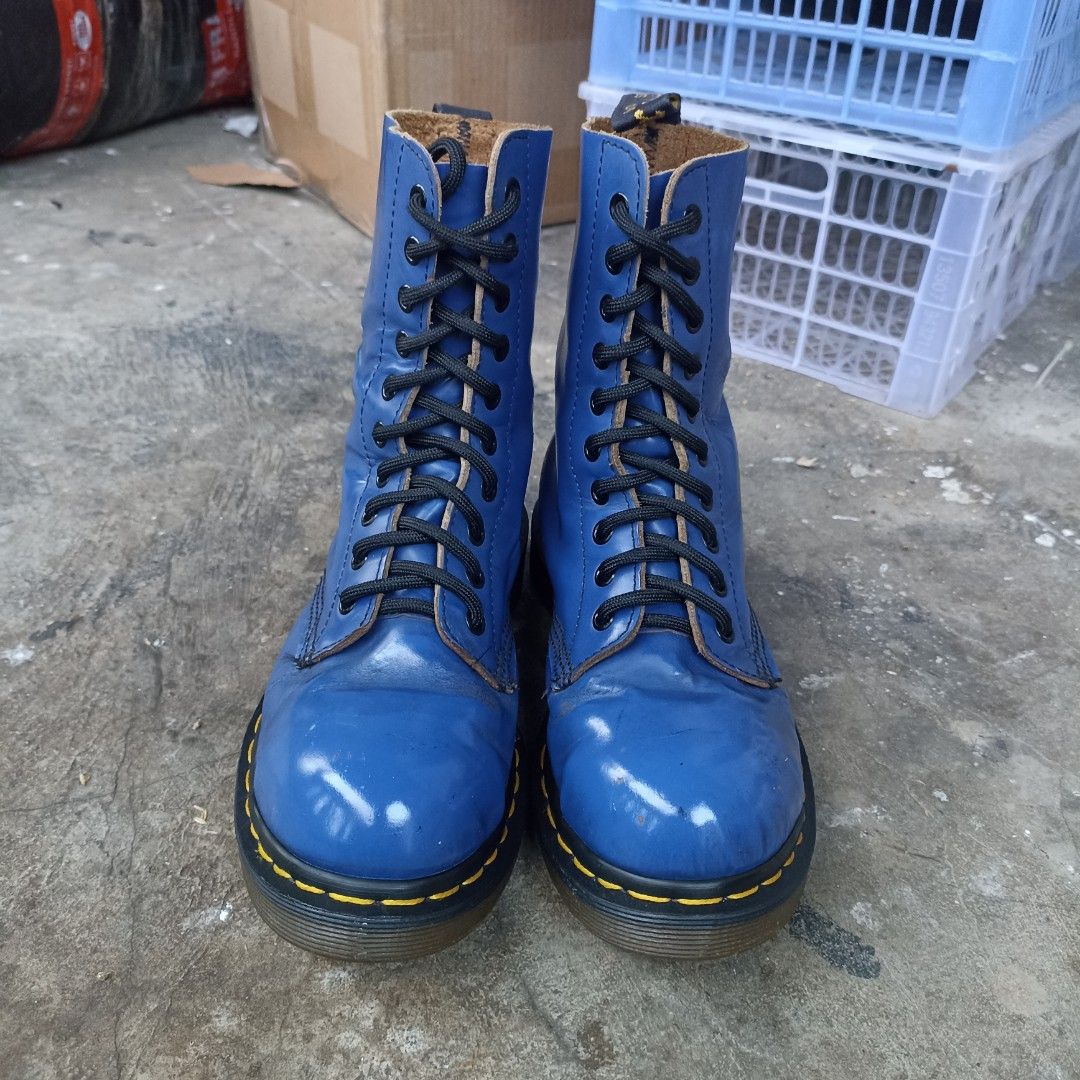 Dr. Martens 1919 electric blue steel toe made in england boots 10hole size 4uk 37eur Fesyen Pria Sepatu Sepatu Boot di Carousell