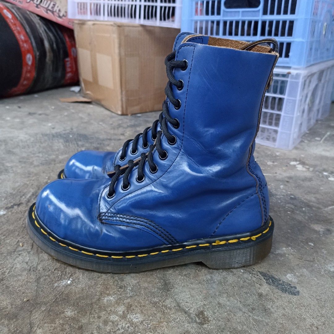 Dr. Martens 1919 electric blue steel toe made in england boots 10hole size 4uk 37eur Fesyen Pria Sepatu Sepatu Boot di Carousell