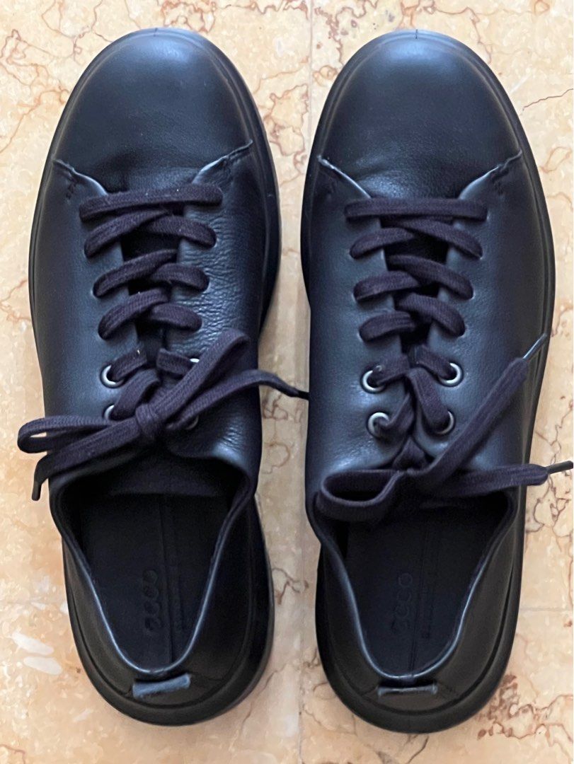 Ecco black lace up shoes deals