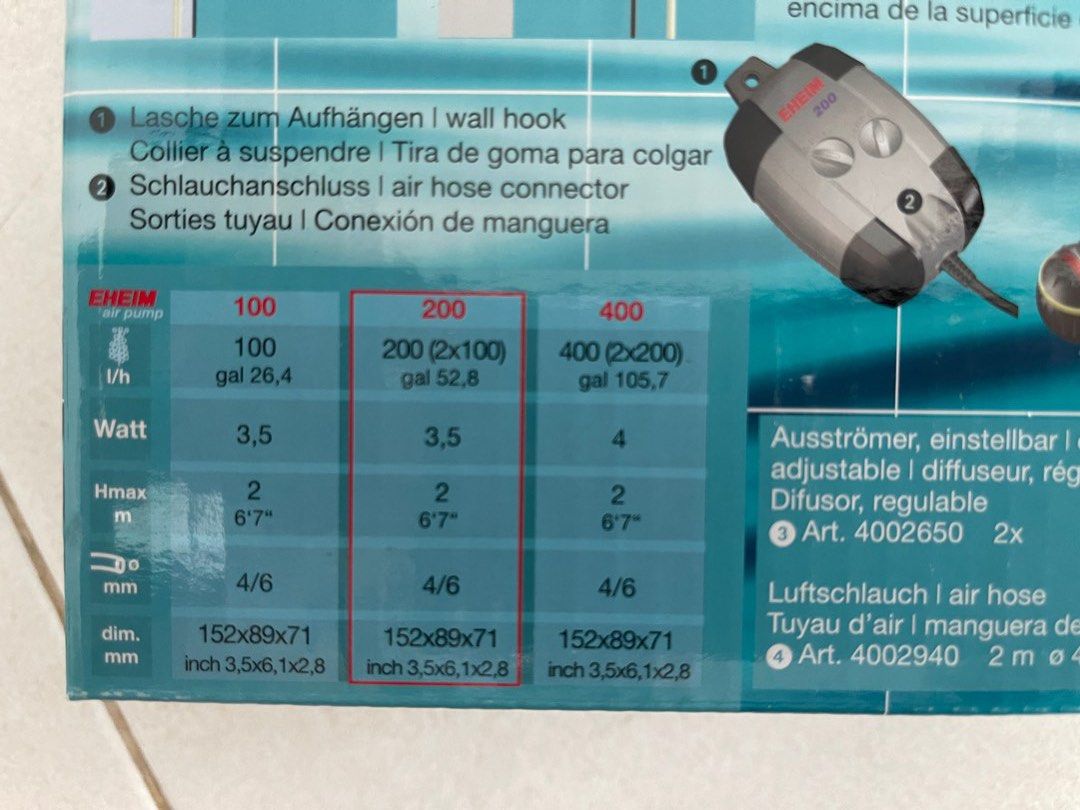 Eheim Air Pump 200, Pet Supplies, Homes & Other Pet Accessories on