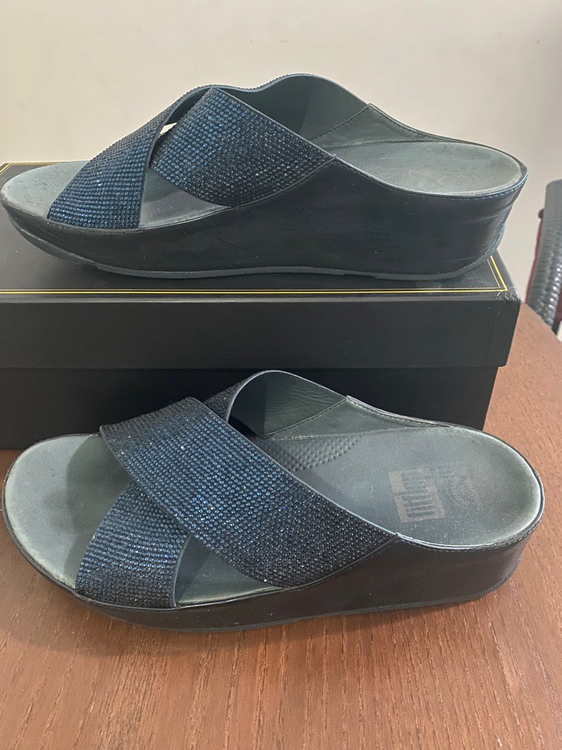 FitFlops navy blue stone sandales Women s Fashion Footwear