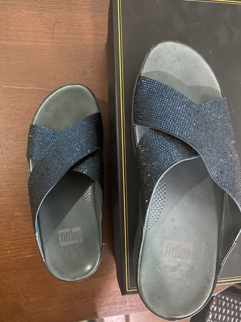 FitFlops navy blue stone sandales Women s Fashion Footwear