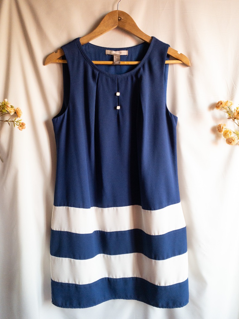 Forever 21 Blue stripes sleeveless dress, office dress, casual dress,  Women's Fashion, Dresses & Sets, Dresses on Carousell