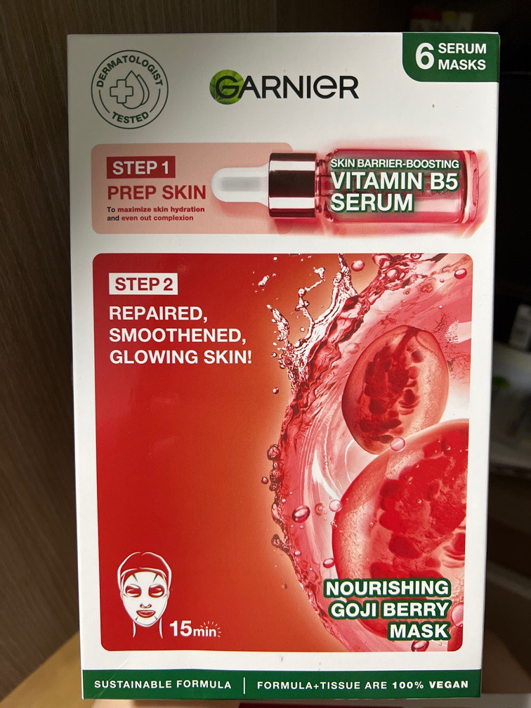 Garnier 2 step power mask goji berry, Beauty & Personal Care, Face