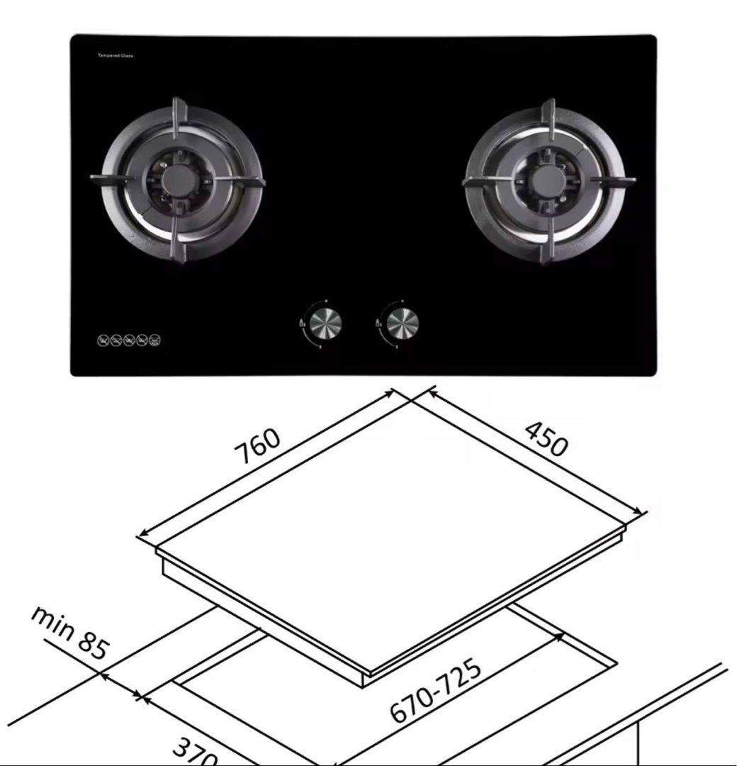 Ariston 2Burner Glass Hob TH 721 D22 B (Gas), TV & Home Appliances