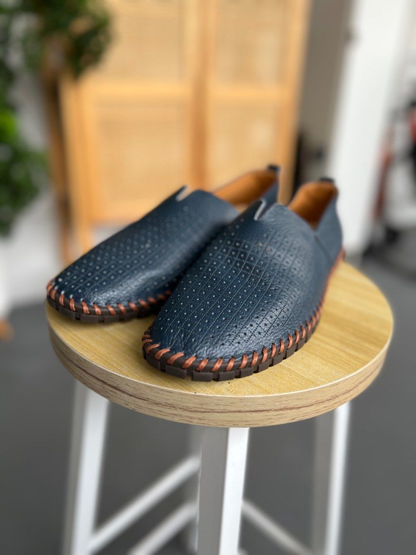 Mens blue slip on shoes hotsell