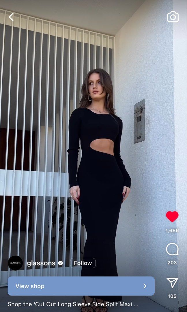 Black long sleeve maxi dress with side split cheap