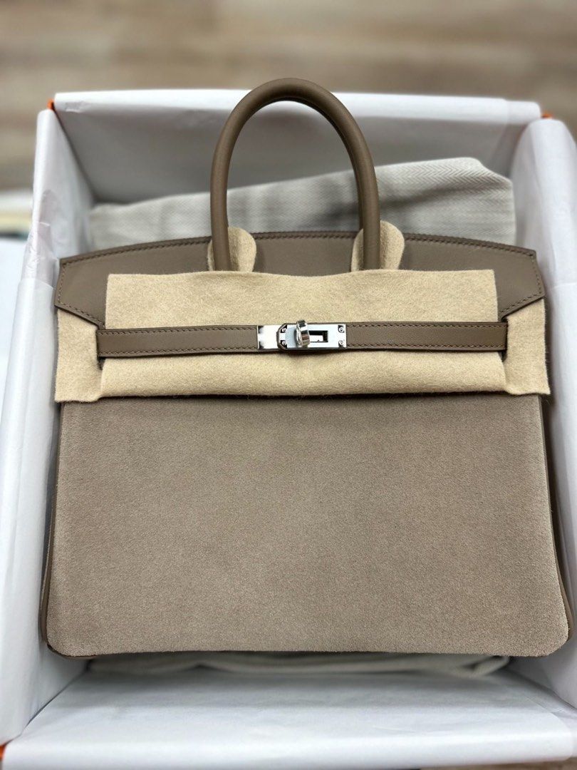 Hermes Birkin 25 Grizzly Gris Caillou Etoupe Phw B stamp, Luxury, Bags ...