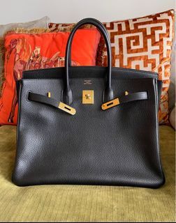 Hermes Birkin 35 Black/Gold Togo Leather W/Certificate Of Authenticity Year  2020