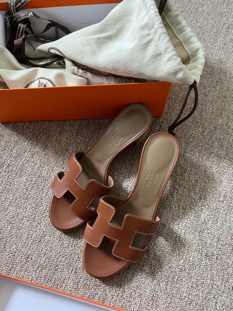 Hermes oasis sandals in gold Luxury Sneakers Footwear on Carousell
