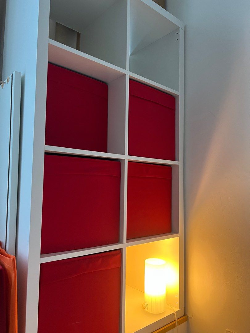 Ikea Kallax Shelving Unit w boxes. Comes with clean and hardly used