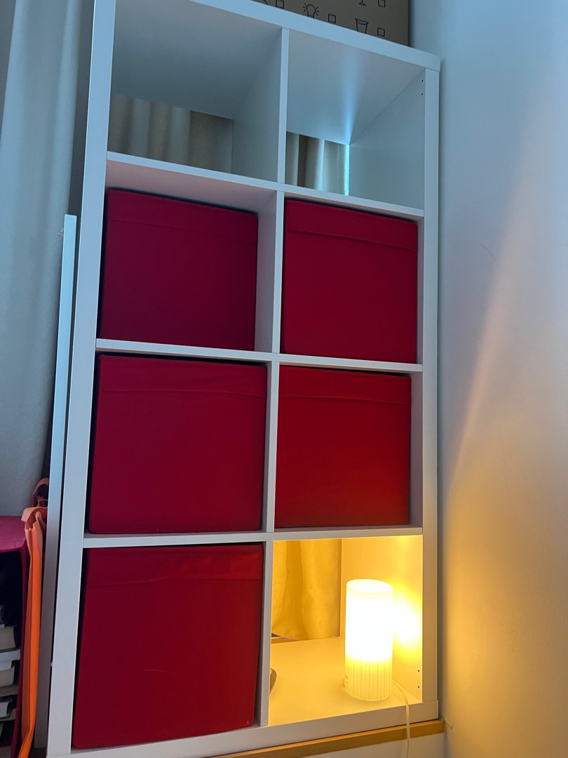 Ikea Kallax Shelving Unit w boxes. Comes with clean and hardly used