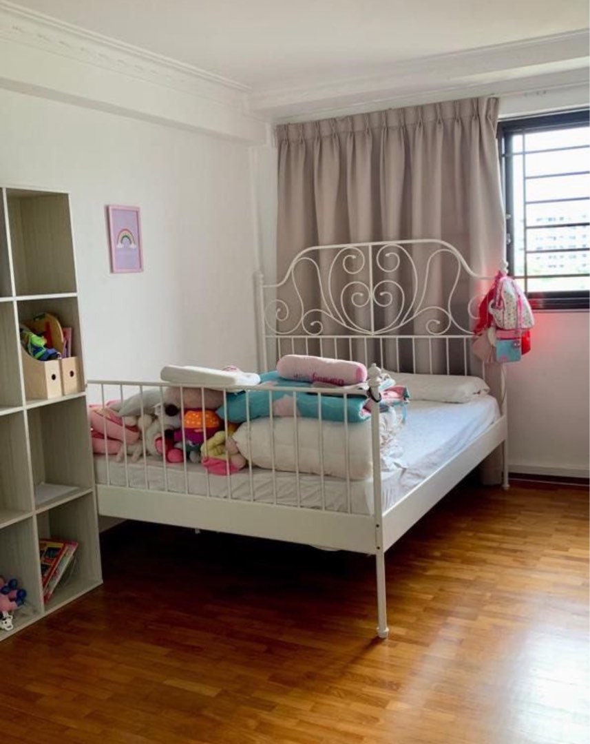 IKEA white bed frame (Queen size), Furniture & Home Living, Furniture