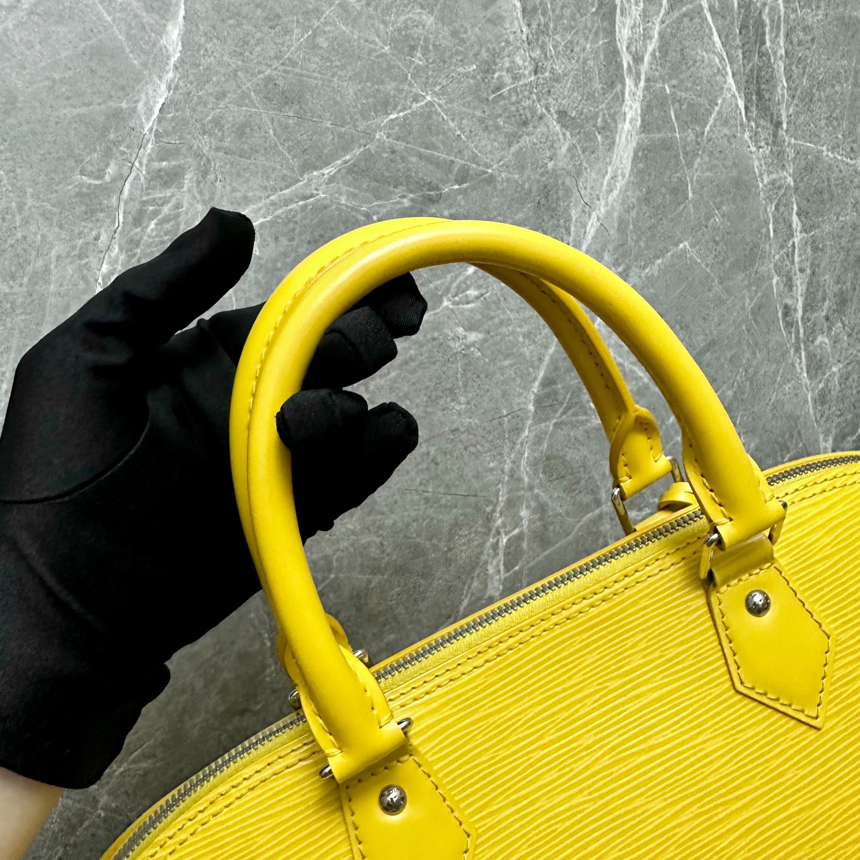 LOUIS VUITTON Sac Plat GM Hand Bag Epi Leather Yellow Citron