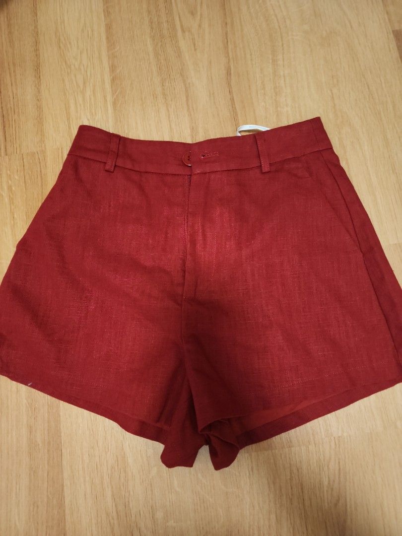 Red linen clearance shorts