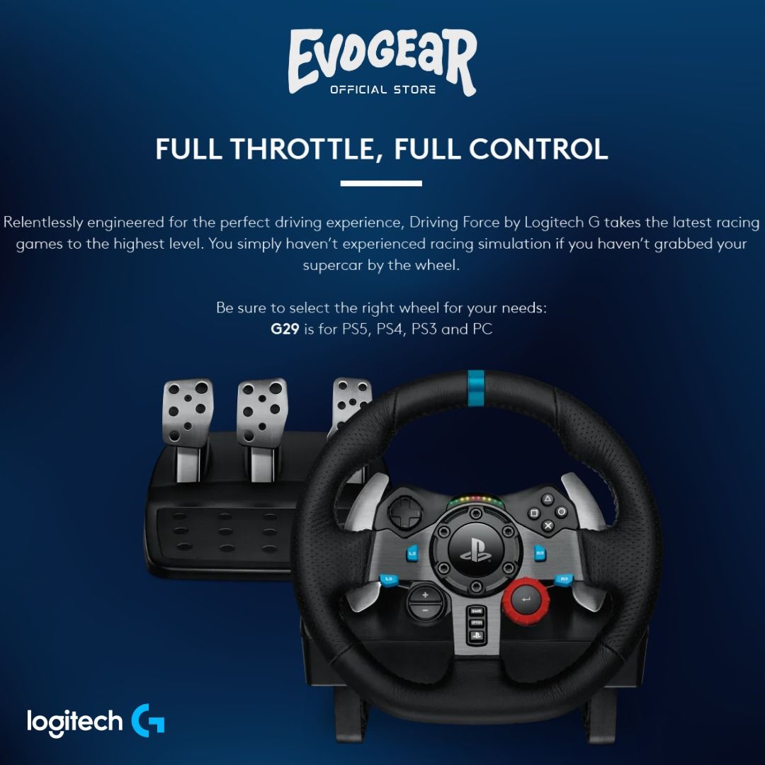 Logitech G29 Racing Wheel (No Shifter), Video Gaming, Gaming ...
