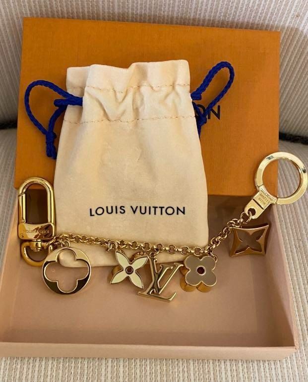 LOUIS VUITTON Louis Vuitton Chain Fleur de Monogram Bag Charm M65111 Gold  Multicolor
