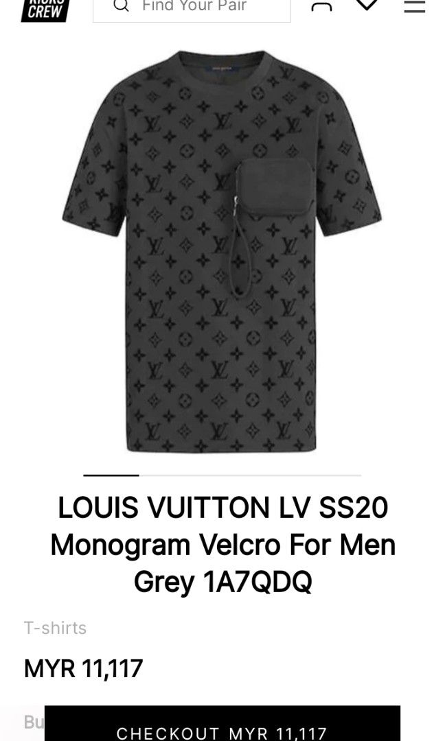 Louis Vuitton LV SS20 Monogram Velcro for Men Grey 1A7QDQ