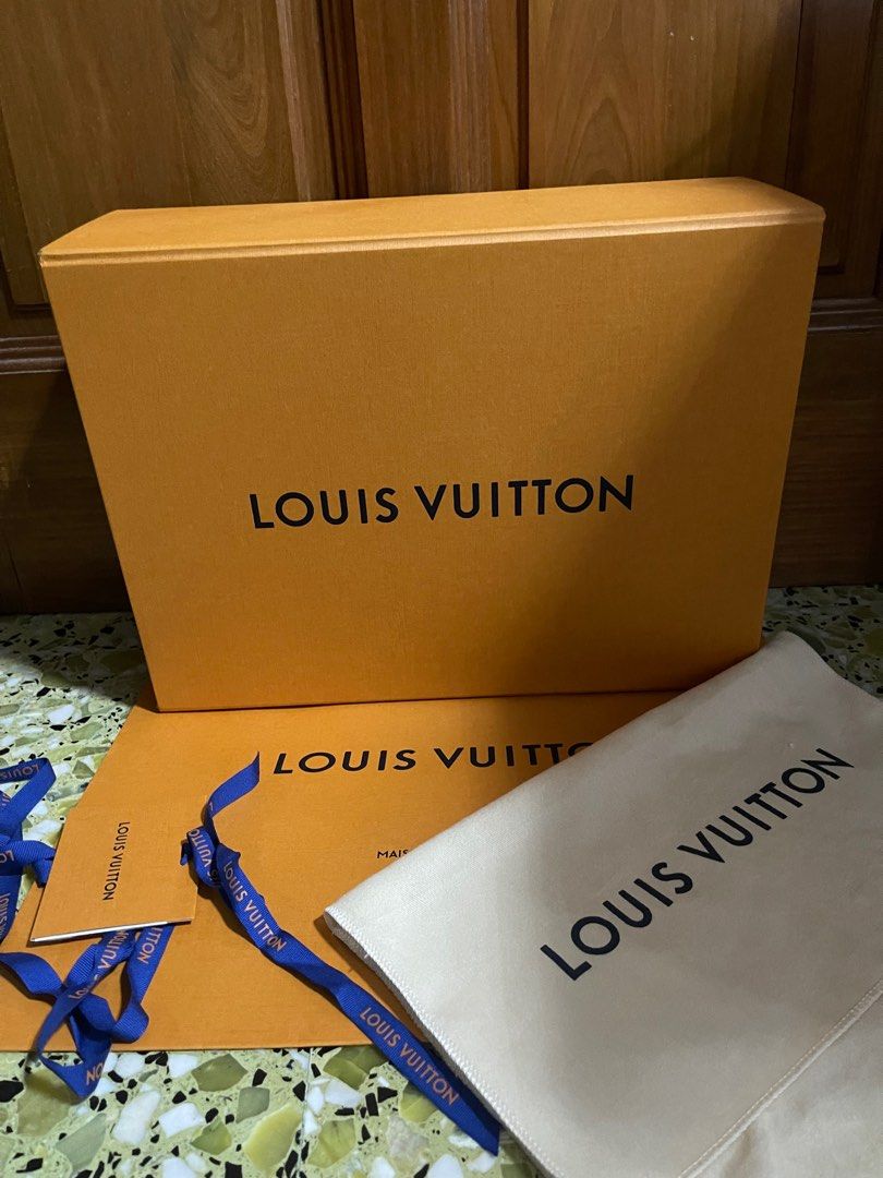 LOUIS VUITTON Orange Drawer Box~Mailing Box~Dust Covers~Cards~Ribbon~Etc.  NEW.