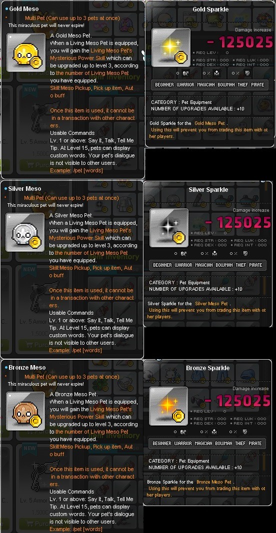 MapleSEA Maplestory Meso Pets Permanent, Video Gaming, Gaming