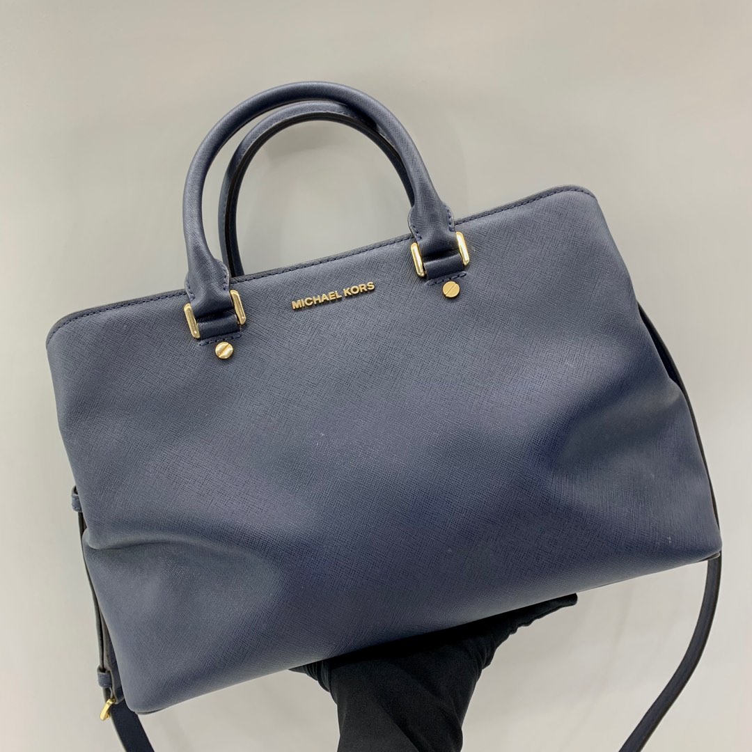 MICHAEL KORS LEATHER NAVY 2WAY HAND AND SHOULDER BAG 237021045