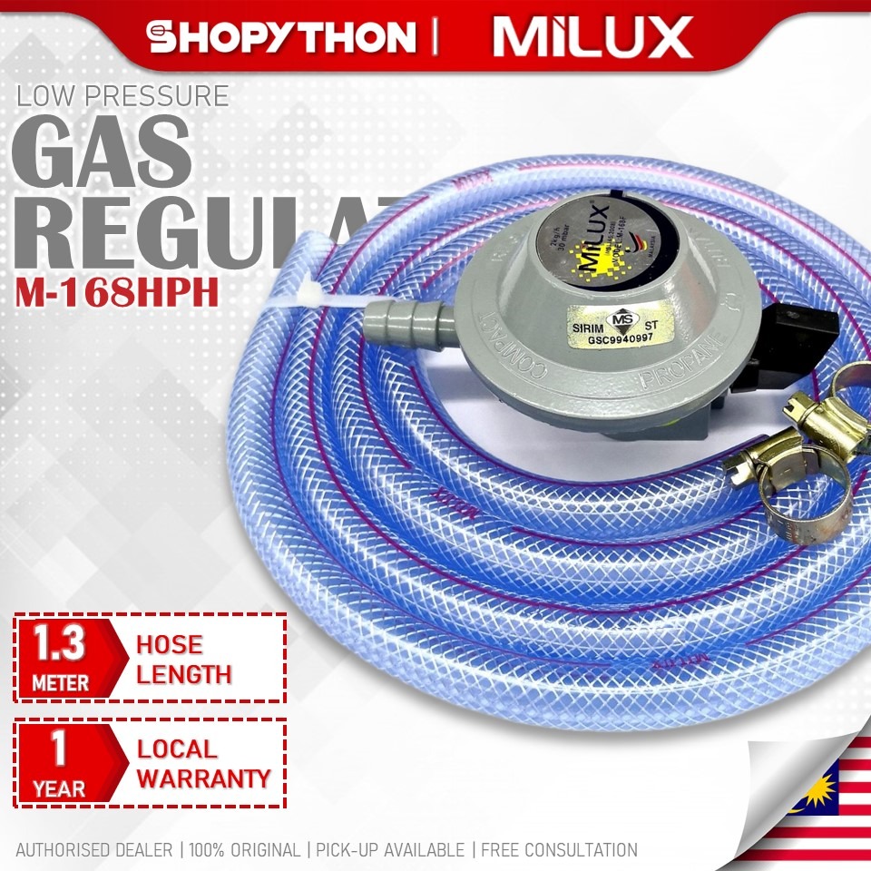 MILUX Gas Regulator M168HPH (1.3m) Low Pressure LPG Kepala Valve