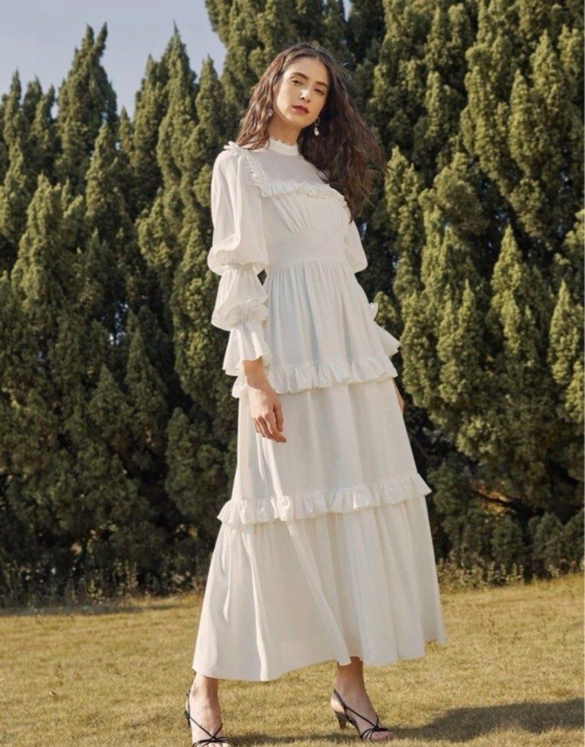Mock neck ruffle dress best sale