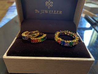 Multi-colored promise ring and earrings set