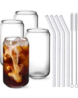 NETANY 12-Pack Reusable Glass Straws, Clear Glass Drinking Straw, 10''x10  MM, Set of 6