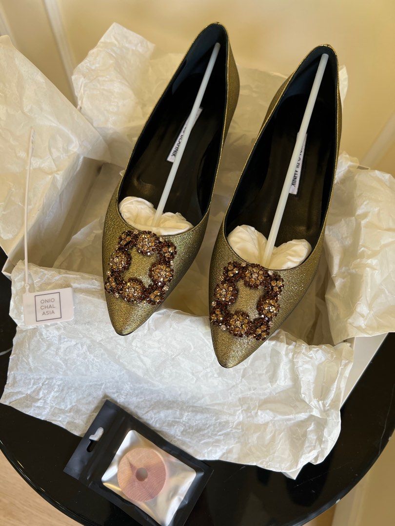 NIB MANOLO BLAHNIK Hangisi Ballerina Embellished Flats Size 38 Authentic Luxury Sneakers Footwear on Carousell
