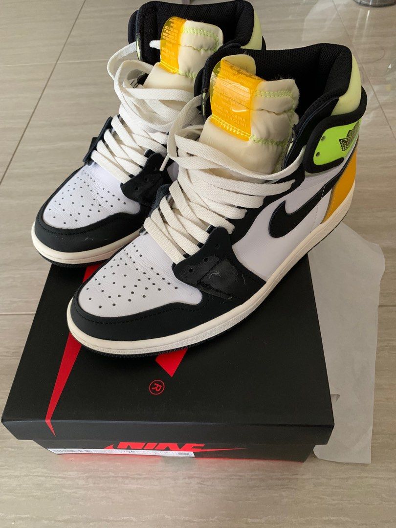 Nike air jordan 1 neon yellow sz 7.5us