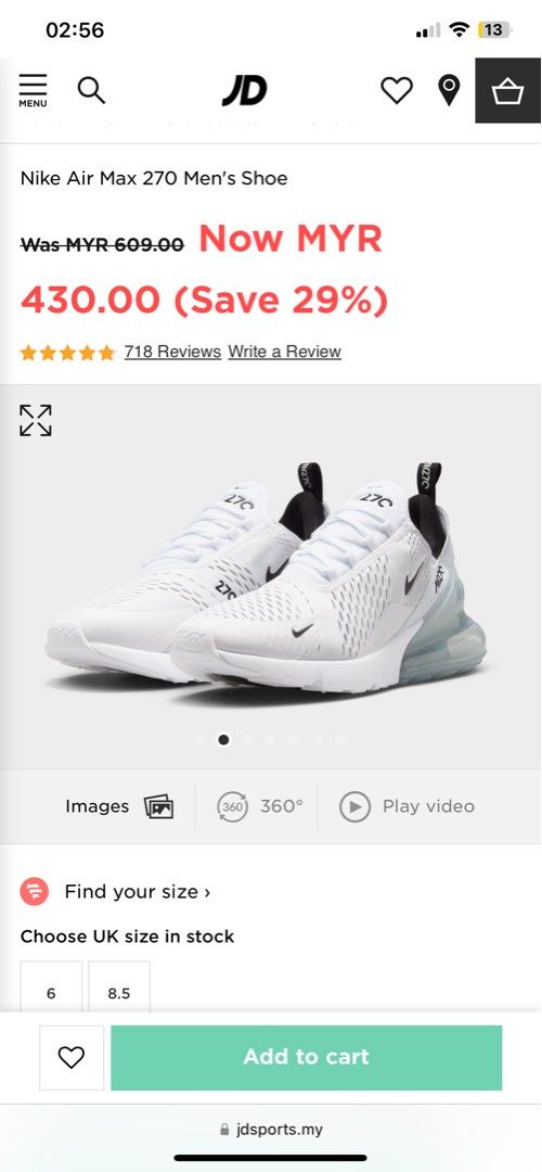 Jd nike 270 white sale