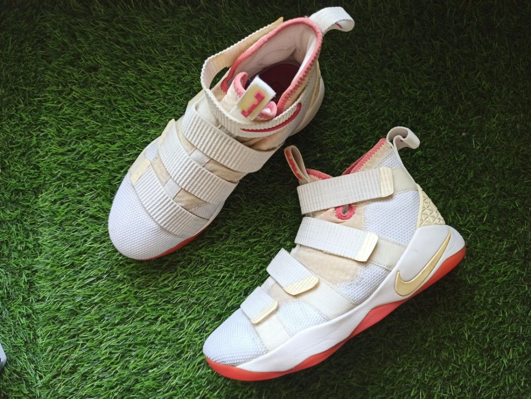 Lebron soldier 11 pink and white hot sale