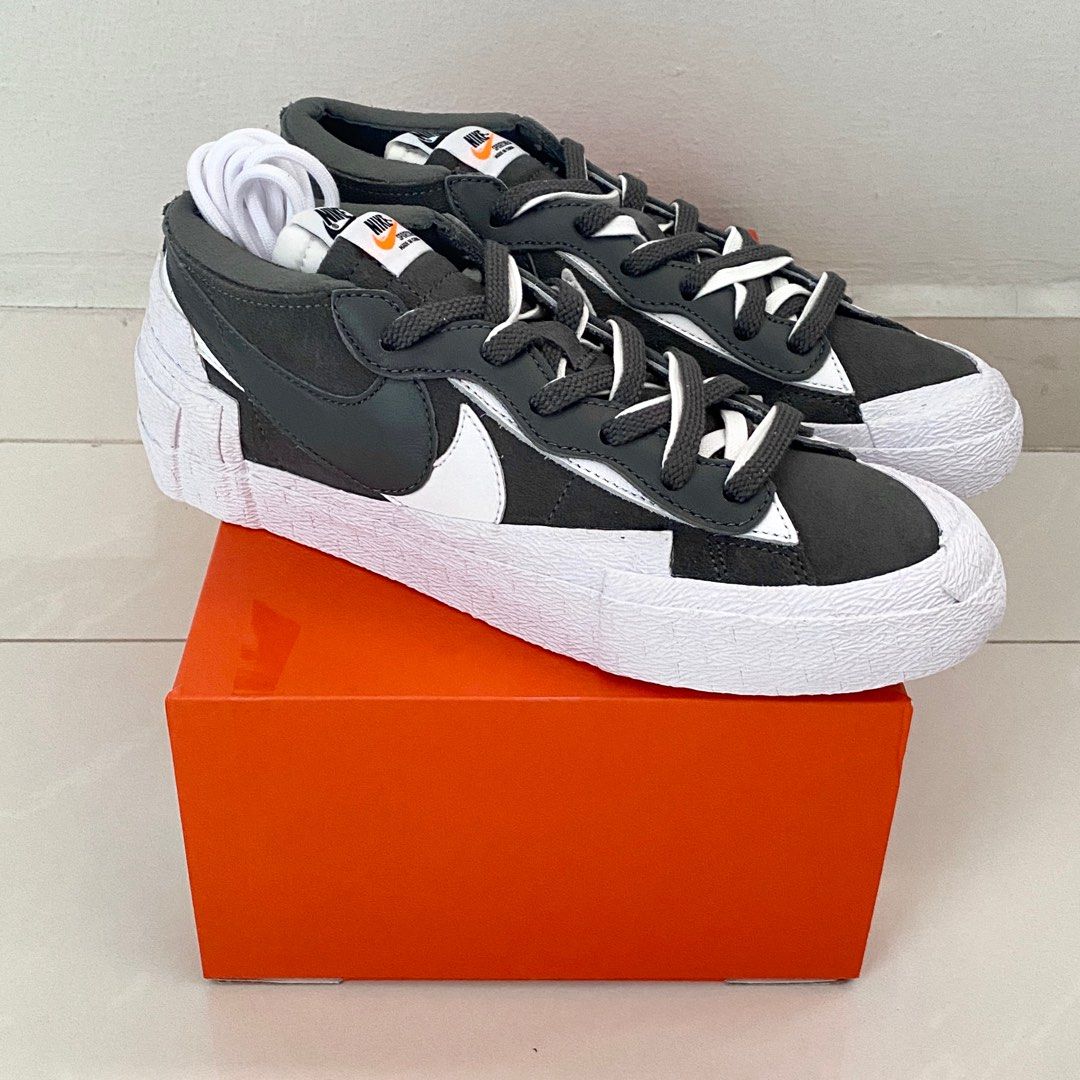 Sacai x Nike Blazer Black Iron Grey Men s Fashion Footwear Sneakers on Carousell