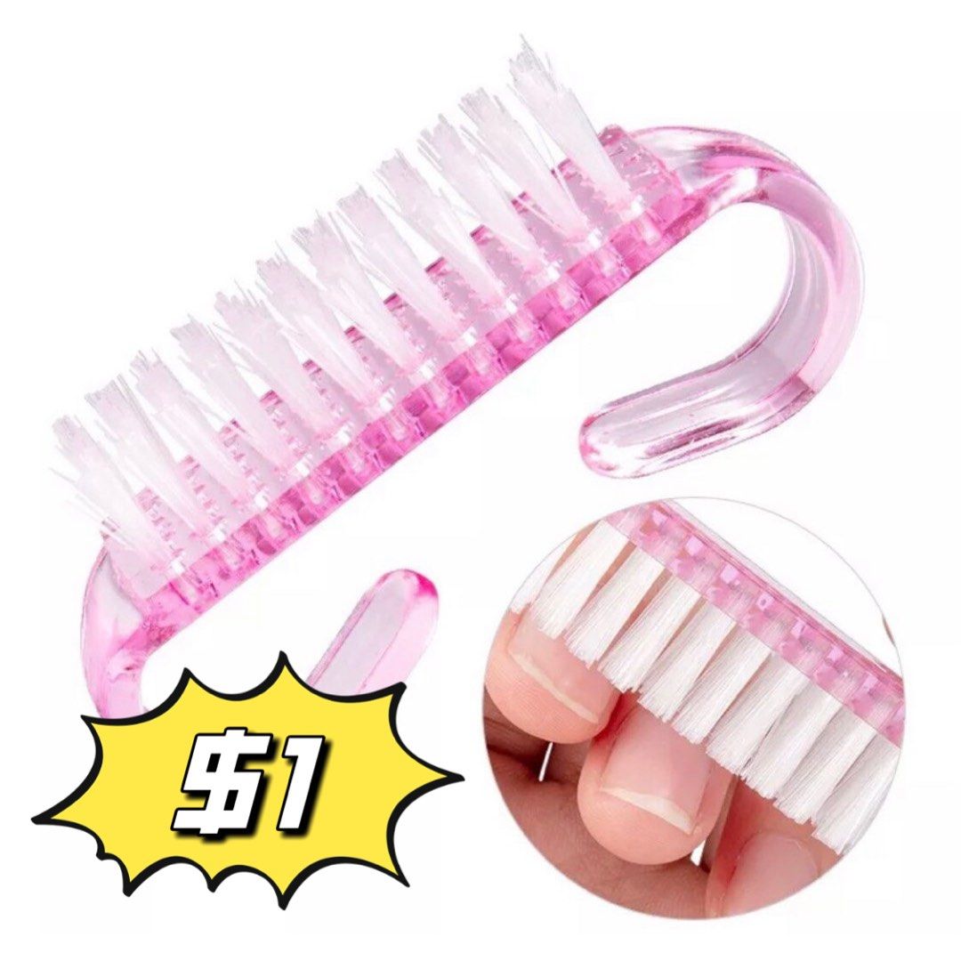 2pcs Pink Handle Grip Nail Brush, Hand Fingernail Cleaner Brush Manicure  Tools Scrub Cleaning Brushes Kit, Use For Toe And Nail Cleaning Nail Brush