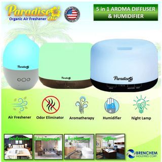 Paradise Air 5in1 Ultrasonic Aroma Diffuser and Humidifier Odor Eliminator Air Freshener