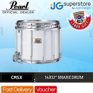 Pearl CMSX1412/C Snare Drums 14 x 12 Inches (Pure White) Lightweight with 6-ply Poplar/Kapur Shells | JG Superstore