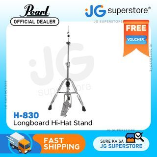 Pearl H830 Longboard Hi-Hat Cymbal Stand Double Braced Lightweight with Clutch Chain Drive Swiveling Legs | JG Superstore