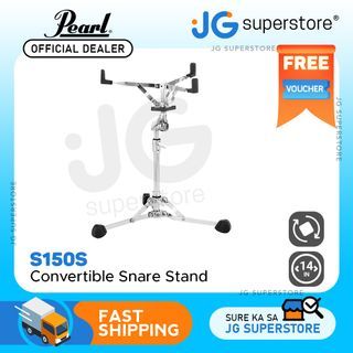 Pearl S150S Snare Drum Stand Adjustable with Single Braced Convertible Flat Tripod Legs, Uni-Lock Tilter for 10 to 14 inch Drums Holder Basket | JG Superstore