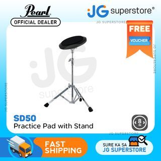 Pearl SD50 8-inch Practice Pad with Adjustable Stand Heavy Duty 8mm Threading for Snare Cymbal Drum Silent Training | JG Superstore