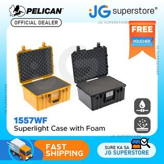 Pelican Air Medium-Sized Lightweight HPX-Polymer Watertight Handheld Hard Case with Pick-N-Pluck Foam (BLACK, SILVER, YELLOW) | Model - 1557 WF | JG Superstore