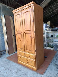 Pinewood 2-door closet with drawers  32L x 23W x 72H inches In good condition Code akc 964