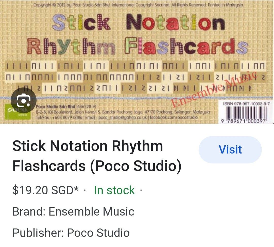 Poco Studio Stick Notation Rhythm Flashcards, Hobbies & Toys, Music ...