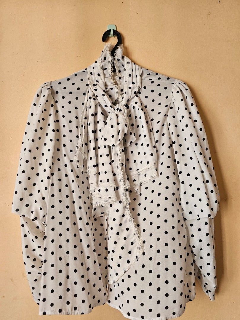 Polka dot hot sale bow blouse