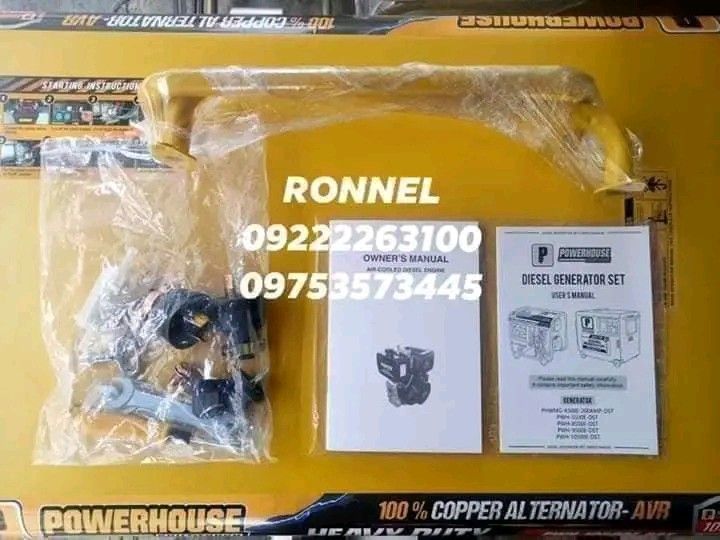 POWERHOUSE USA 10KVA Air-cooled Generator (Category: Home Improvement Tools & Accessories) located in Valenzuela. Submitted by ronnelpowertools (Listing ID 1242273921, Image 3). Description: Price - 75k DR POWERHOUSE USA 10KVA Air-cooled Generator Model: PWH-10500E-DST Engine: Diesel Type: Silent Enclosure Voltage Regulator: AVR Type: 100% copper wire Phase: Single Frequency: 60Hz Max. AC Output: 10kva Rated AC Output: 8.5kva Rated AC Voltage: 22