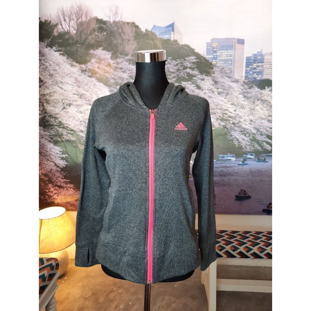 Grey and pink adidas hoodie online