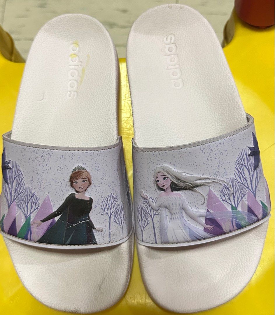 Preloved Frozen Adidas Slides size 2, Babies u0026 Kids, Babies u0026 Kids Fashion  on Carousell