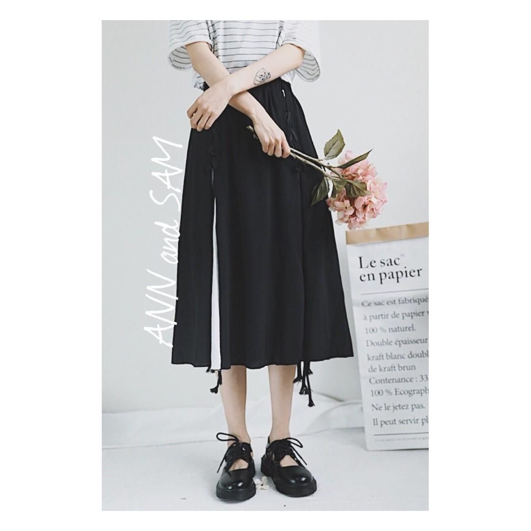 Black and outlet white ribbon skirt