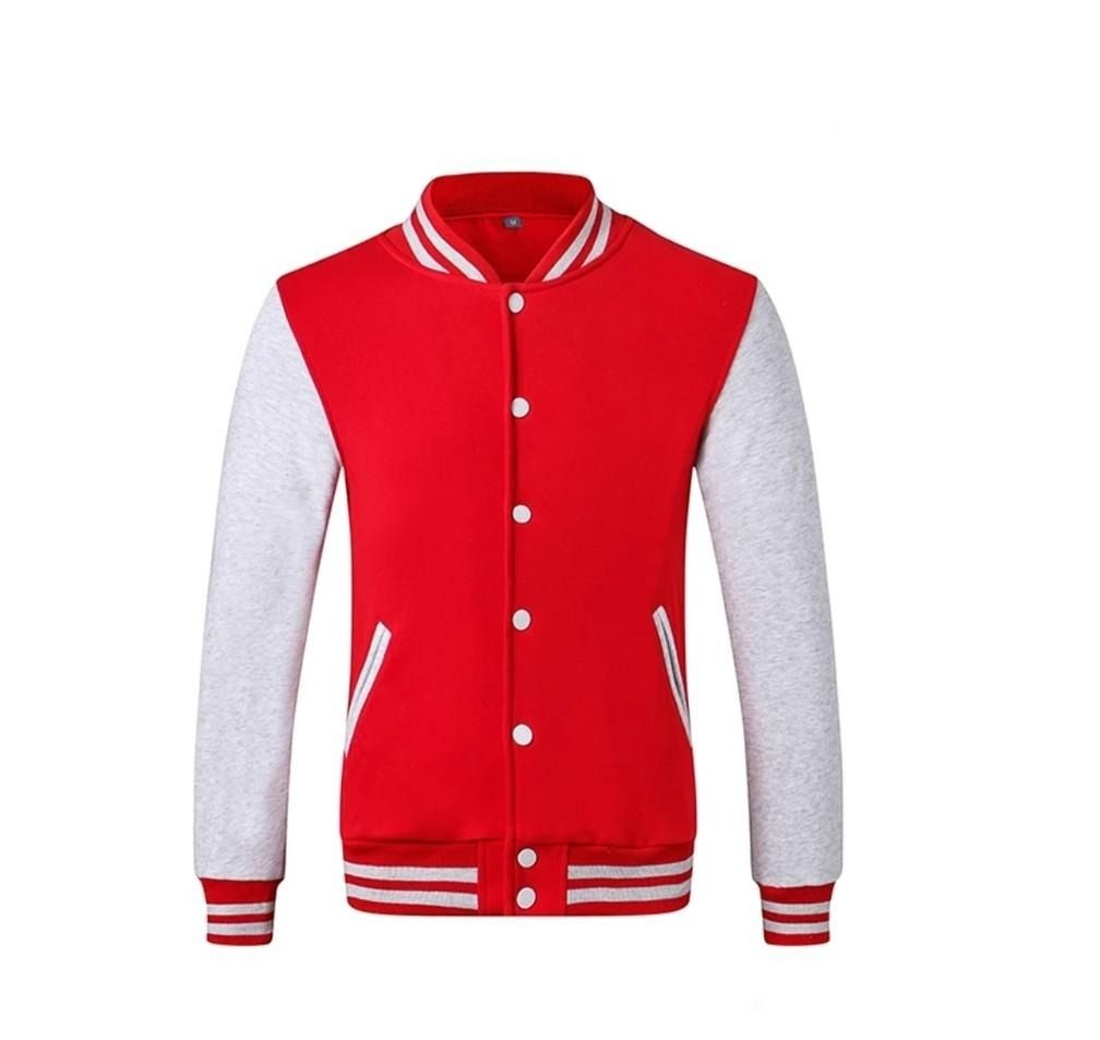 Readystock red grey varsity jacket long sleeve Men s Fashion