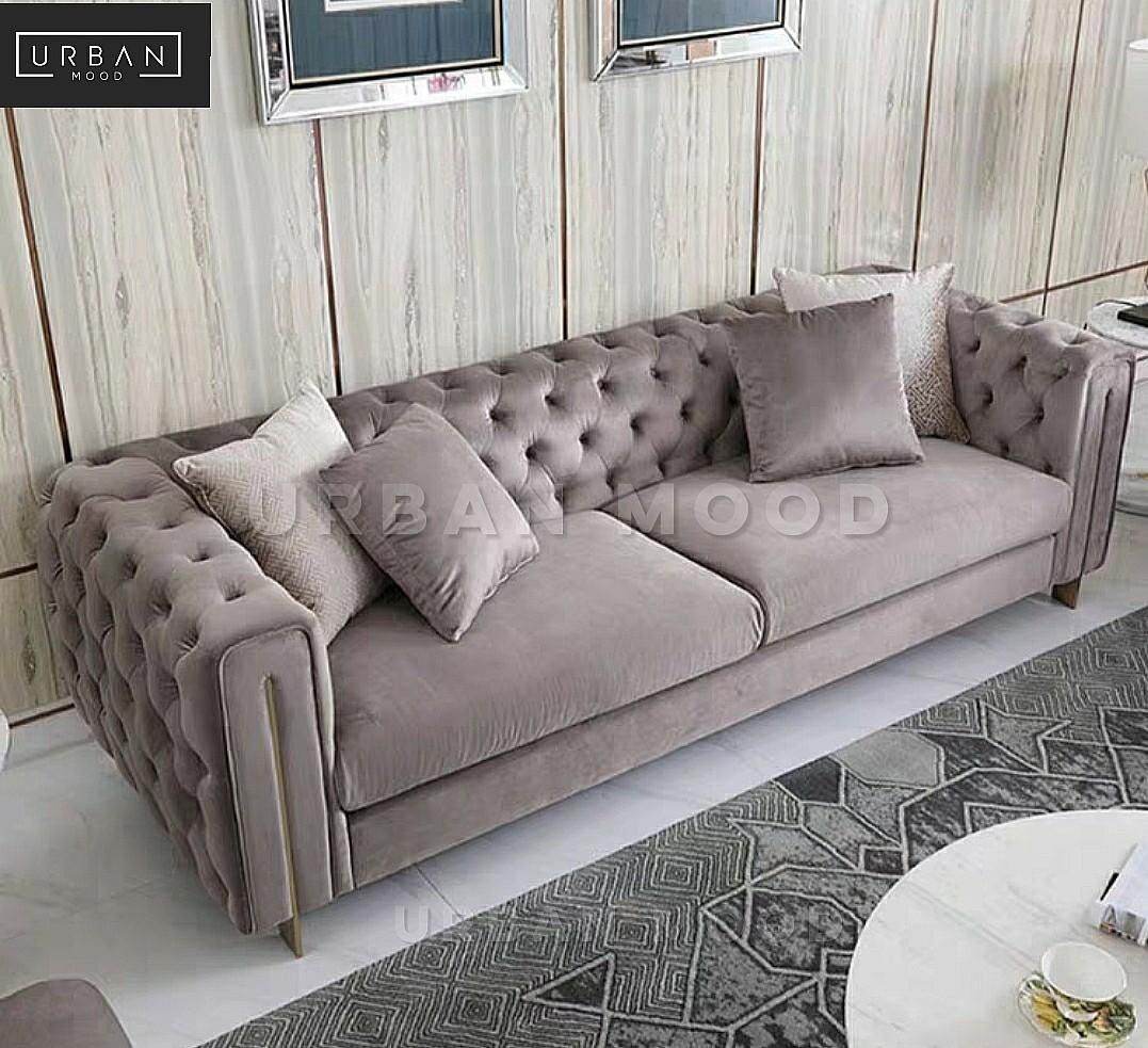 Reign Victorian Velvet Tufted Sofa